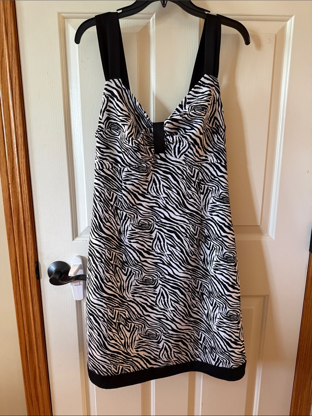 Olivia Matthews Black & White Zebra-Print Slip Dress